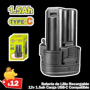 Batería de Litio 12V 1.5AH Carga USB-C DYLLU - Modelo DTLBS5150