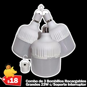 Bombillos LED Recargables de Emergencia Multivoltaje 25W 3PACK