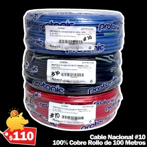 Cable THHW Nacional Calibre #10 100% Cobre Rollo de 100 Metros