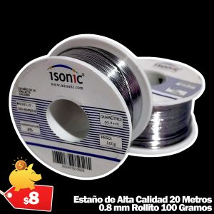 Estaño de Alta Calidad 60/40 0.8mm Rollito de 100gr - 20 Metros