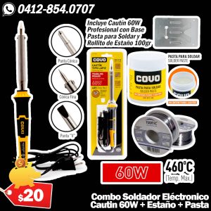 Combo Soldador Electrónico 60W