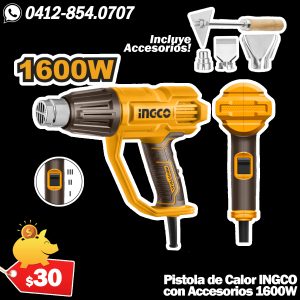Pistola De Calor 1600W 450/550°C INGCO - Modelo UHG160078