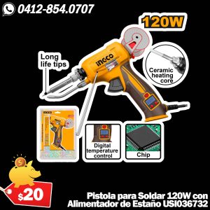 Pistola para Soldar 120W con Alimentador de Estaño INGCO - Modelo USI036732